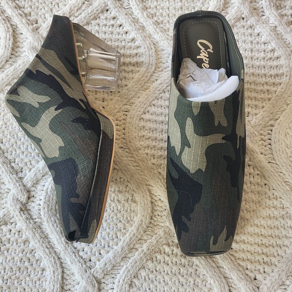 NIB Cape Robbin Camo Carly Heel Mules Size 7.5